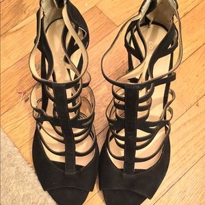 BNWT Black leather caged sandals